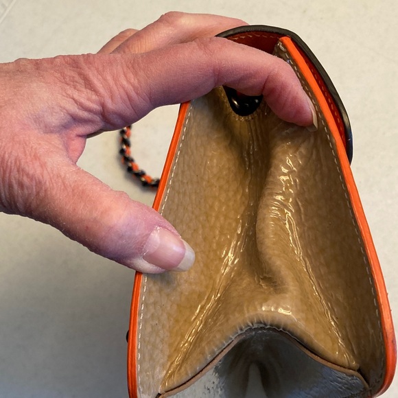 Moschino Chic Patent Chocolate & Orange Mini Bag - Picture 7 of 12